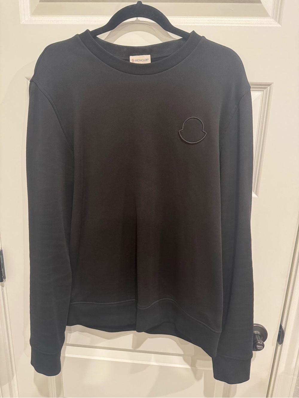 Moncler Men's Black Embroidered Logo Crewneck Sweatshirt